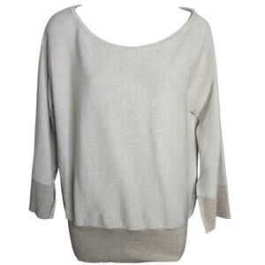 White House Black Market Womens Scoop Neck Sweater XS Cashmere Blend Metallic